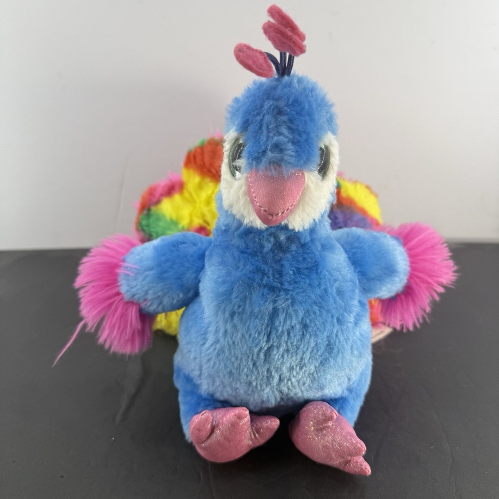 Toys R Us Blue Peacock Bird Plush Soft Stuffed Animal Toy 8.5" See Pictures